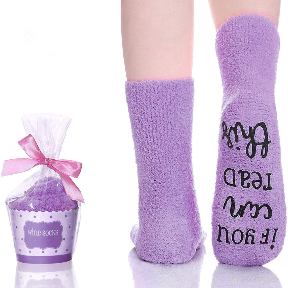 

Winter Adult Warm Mid-Calf Length Socks Solid Thick Fleece Home Floor Socks, Purple, 501 Original