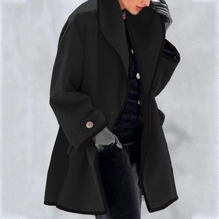 Fashion Round Neck Loose Hooded Woolen Coat
