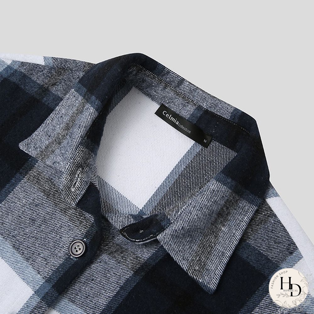 Women Plaid Long Sleeve Jacket Coat Spring Autumn Elegant Button Shirt Plus Size Coat Tops