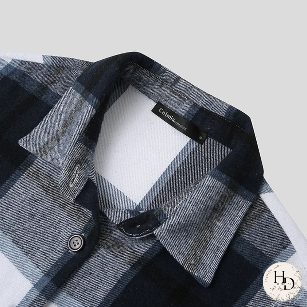 Women Plaid Long Sleeve Jacket Coat Spring Autumn Elegant Button Shirt Plus Size Coat Tops