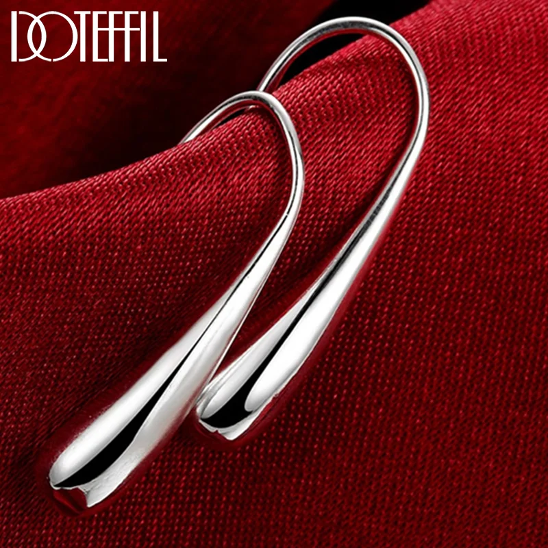 DOTEFFIL 925 Sterling Silver Teardrop/Water drop/Raindrop Stud Earrings For Woman Jewelry