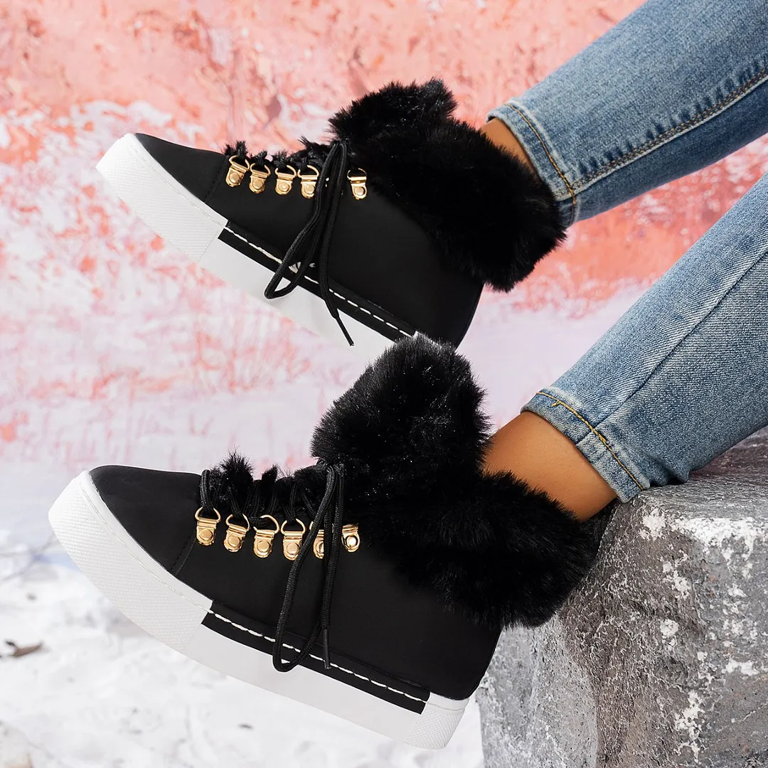 Breakj Breakj The Autumn And Winter Of 2025, The New Large-Size Fur-Snow Boots Are Taut With Thick-Bottomed Round Head Ladies Cotton.