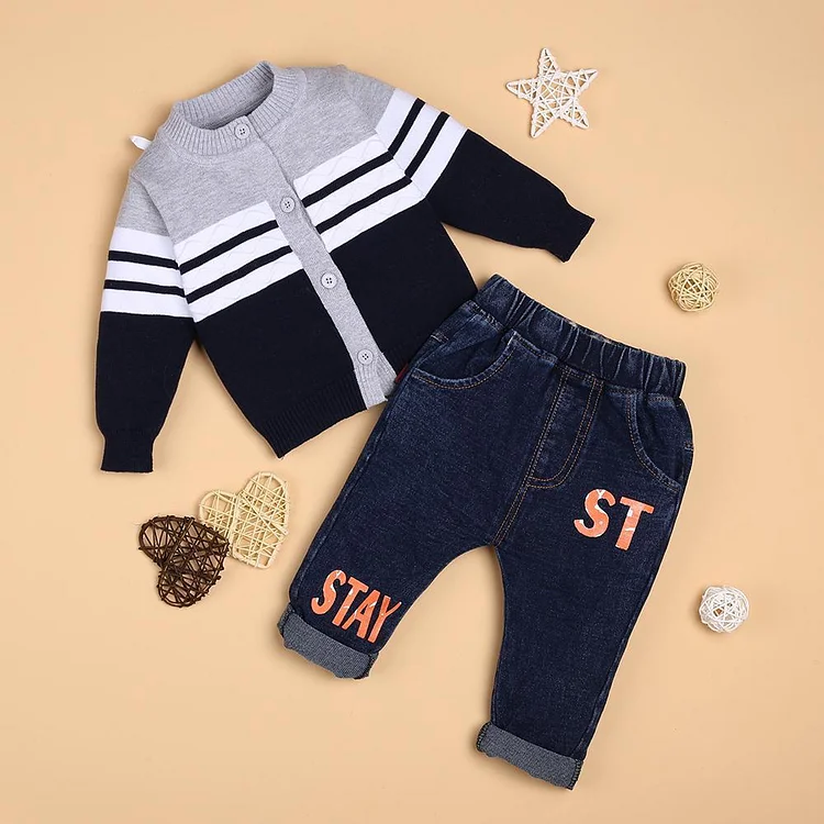  Comfortable knitted jacket and jeans set für 22'' Reborn Babypuppe Junge - RSDP-Rebornbabypuppen-Rebornbabypuppen.de