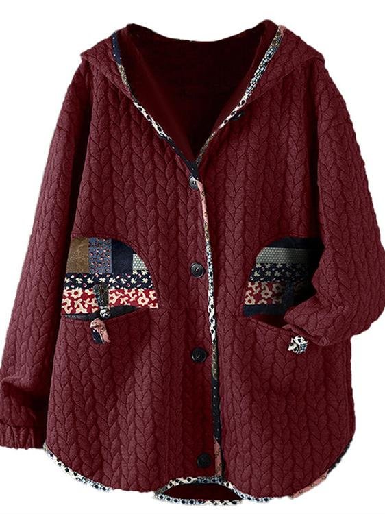 Women's Long Sleeve Printed Hooded Coat Top