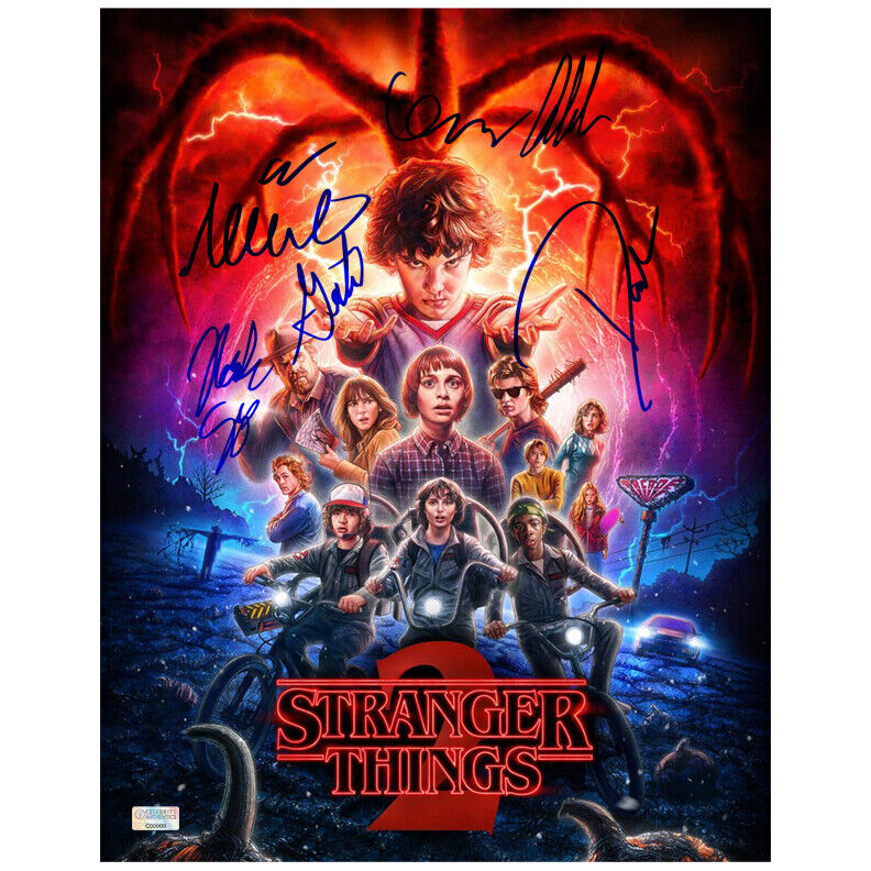 Millie Bobby Brown & Stranger Things Cast Autographed 11x14 Photo Poster painting * 6 Signatures