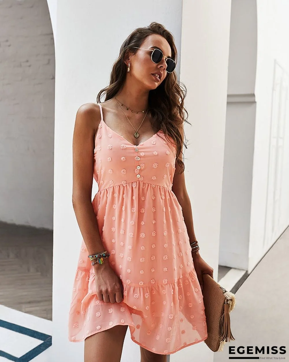 Women's Suspender Dress V-neck Sexy Casual Skirt Swing Skirt | EGEMISS