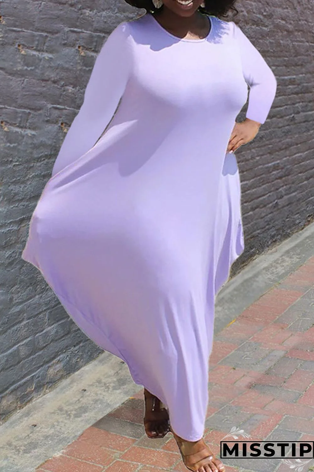 White Casual Solid Patchwork Asymmetrical O Neck Irregular Dress Plus Size Dresses
