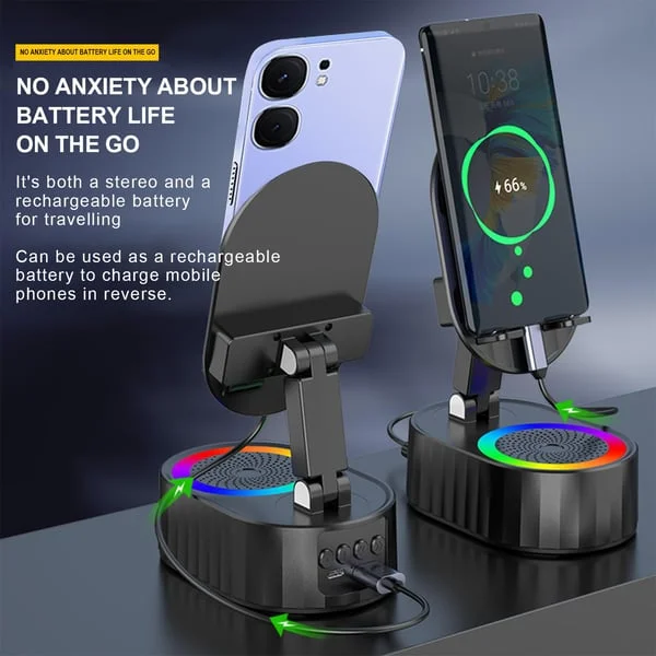 🔥  Upgraded Cell Phone Stand with Induction Speaker