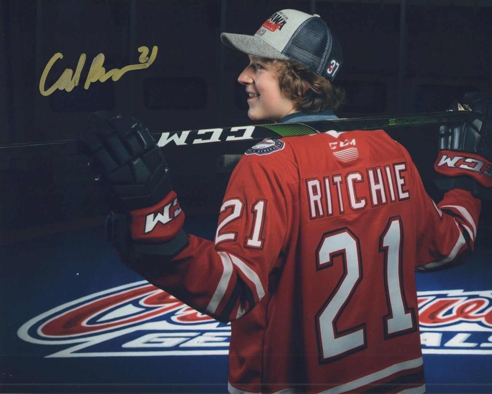 CALUM RITCHIE SIGNED OSHAWA GENERALS 8X10 Photo Poster painting 2023 DRAFT EXACT PROOF #2