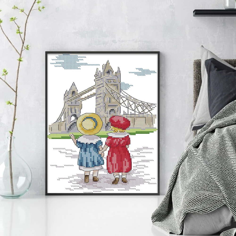 DIY Stamped Cross Stitch 14CT Partial Embroidery 19*27cm - See The Eiffel Tower