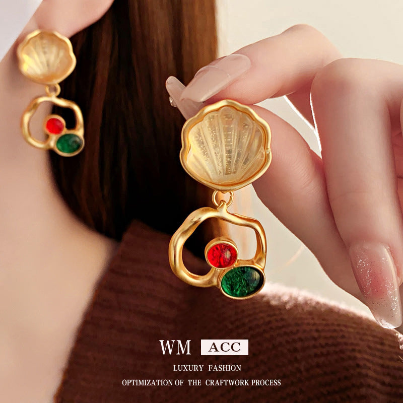 Medieval Shell Geometric Metal Electroplating Earrings