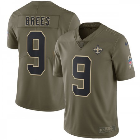 Men's  New Orleans Saints #9 Drew Brees Olive Salute To Service Limited Stitched NFL Jersey