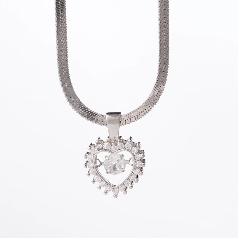 Elegant Classic Style Heart Shape Lock 304 Stainless Steel Copper Zircon Pendant Necklace