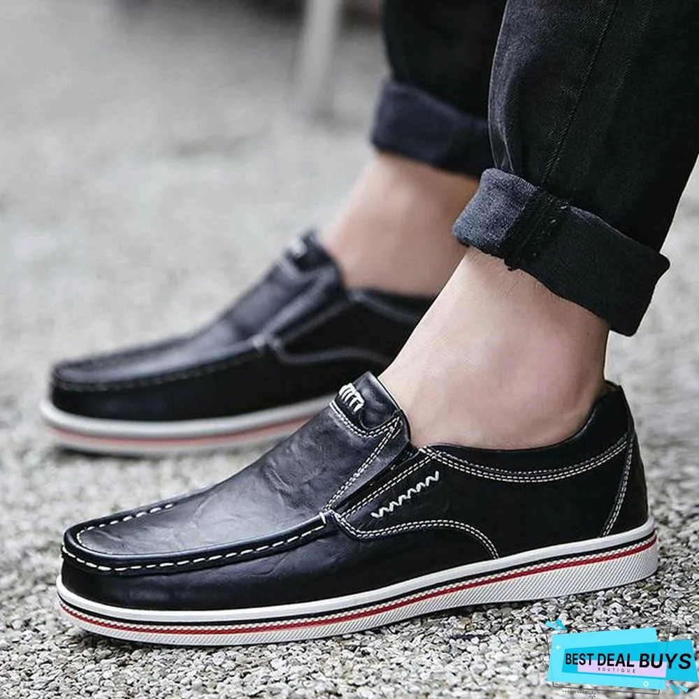 Leather Boat Shoes Casual Flats Moccasins Homme Driving Loafers Shoes Slip On Shoes