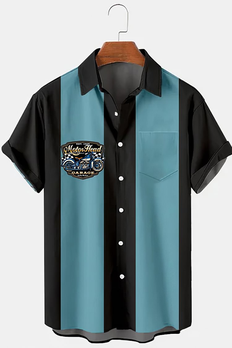 Tiboyz Men's Fashion Casual Motorcycle Racing Cozy Shirt