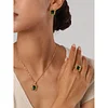 Classic Green Zircon 18K Golden Ring Earrings Necklace