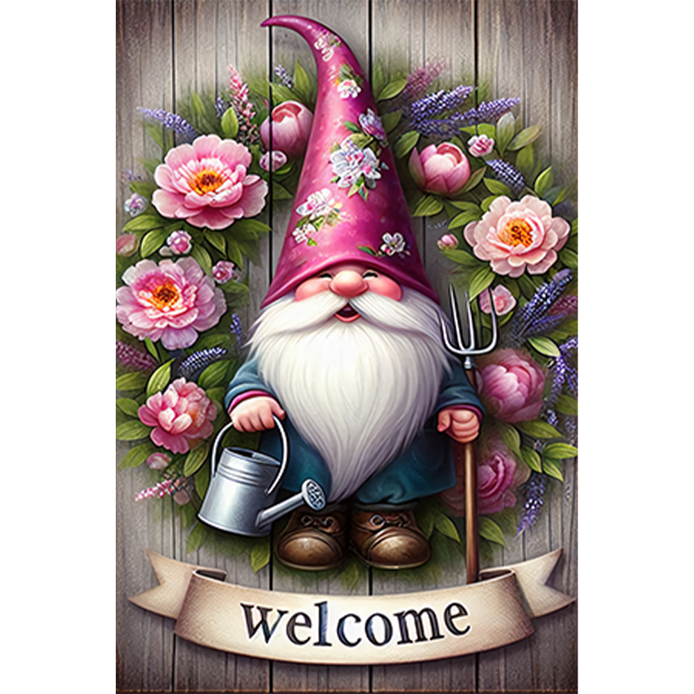 Garden Gnome 30*45cm(canvas) full round drill diamond painting