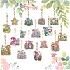 16pcs Garden Goblin DIY Diamond Painting Keychain Kit Single Side Craft