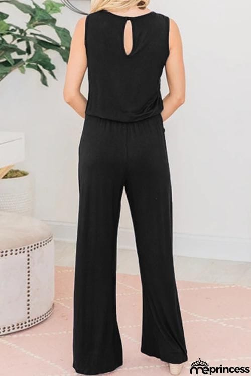 O Neck Pockets Sleeveless Jumspuit