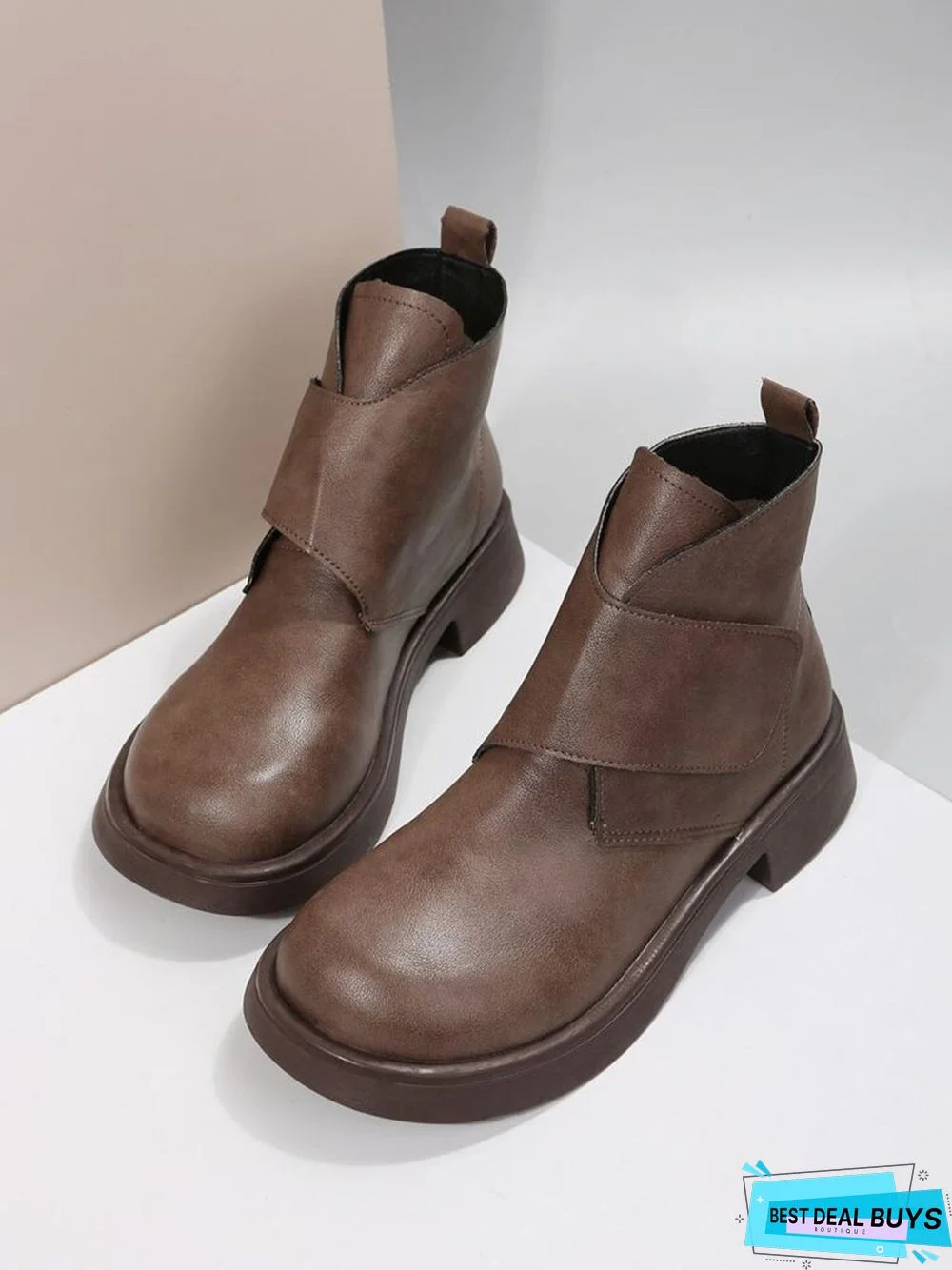 Vintage Hook-and-loop Fastener Combat Boots