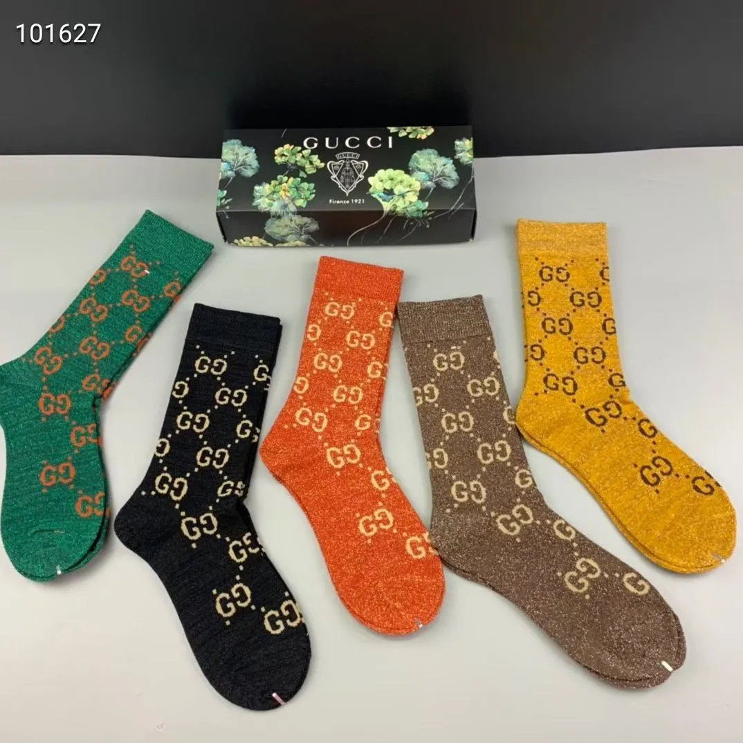 Mid-Calf Men's and Women's Socks High-Quality Business Colors Versatile Trendy Sweat-Absorbent Breathable Odor-Resistant Comfortable One Box of 5 Pairs