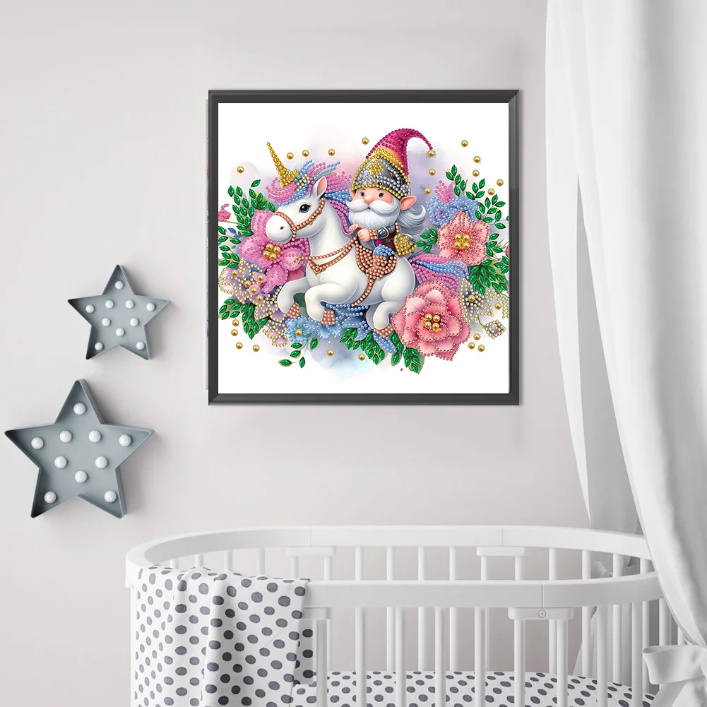 Diamond Painting - Partial Special Shaped Drill - Unicorn Gnome(Canvas|30*30cm)