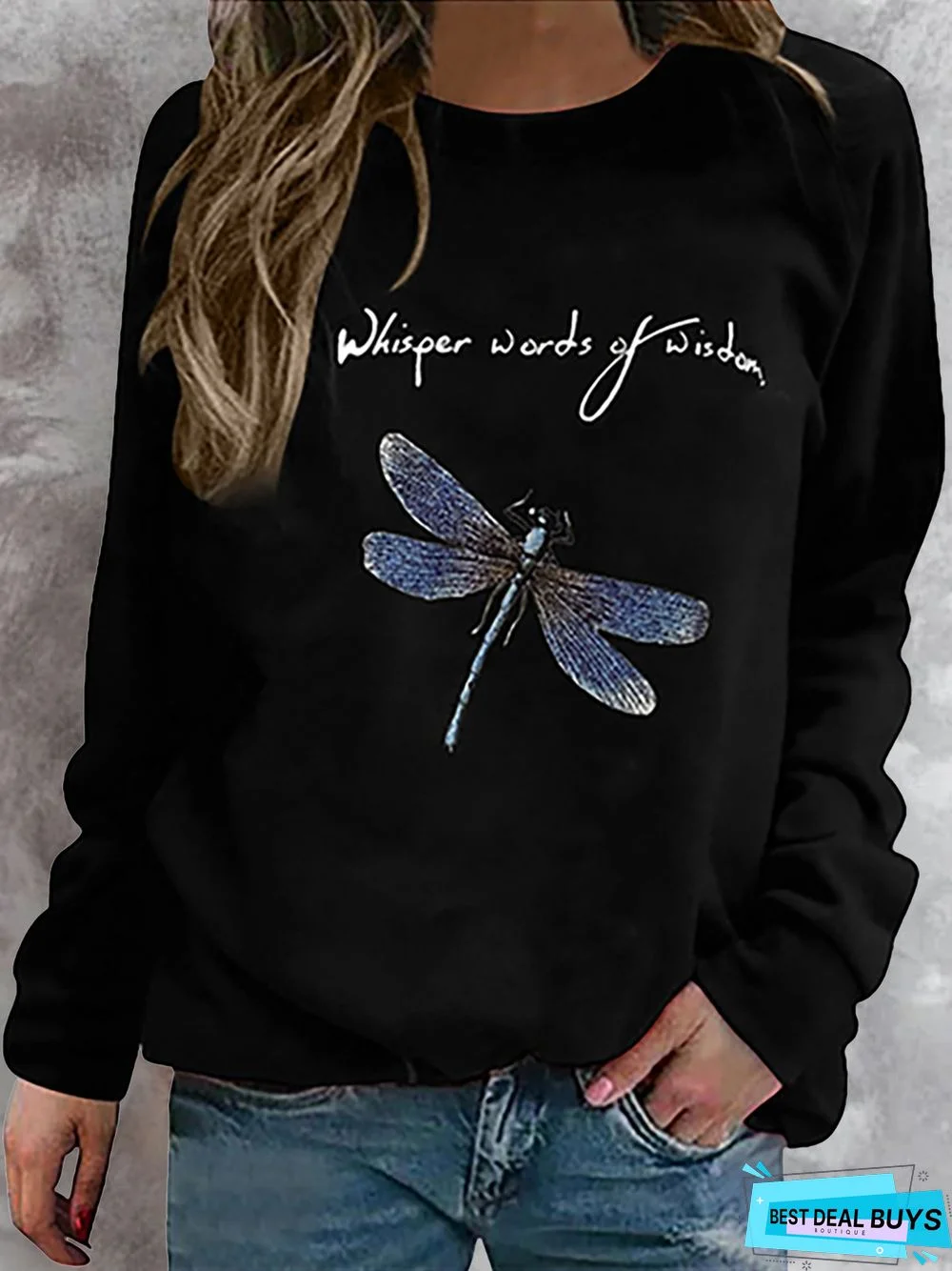 Dragonfly Long Sleeve Shift Vintage Sweatshirt