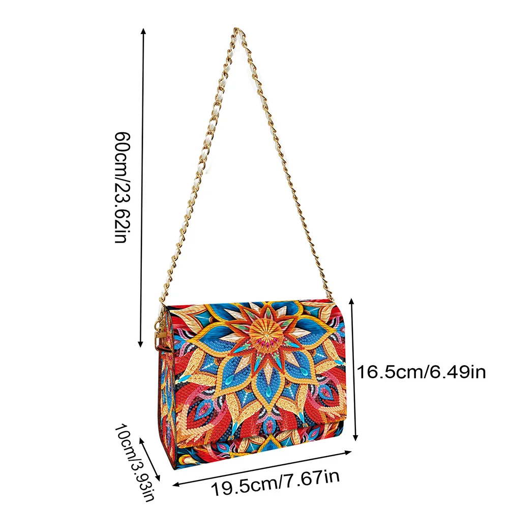 DIY Mandala Diamond Art Wooden Coin Pouch with Chain 5D Diamond Painting Purse