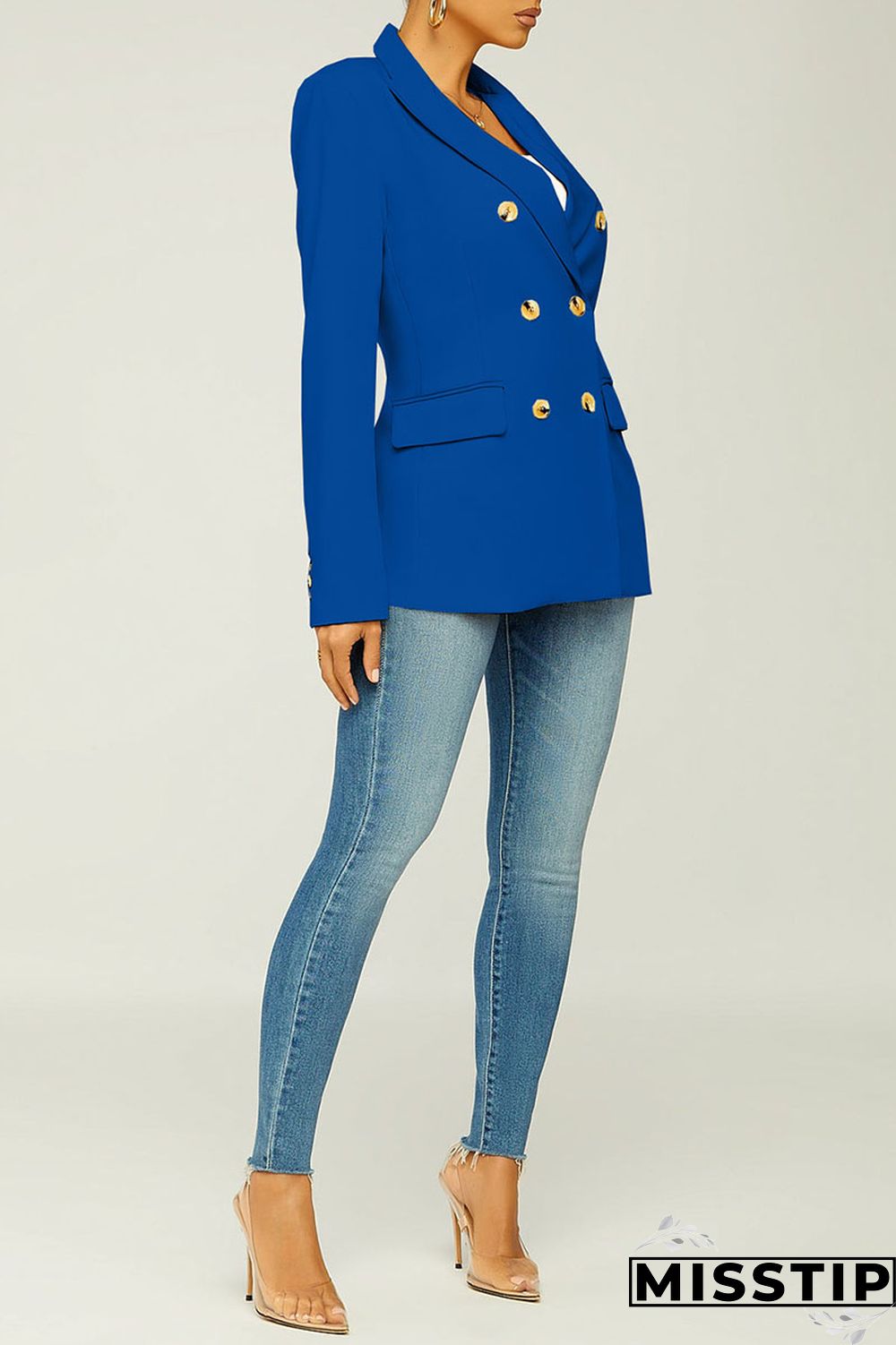 Black Casual Solid Patchwork Turn-back Collar Outerwear