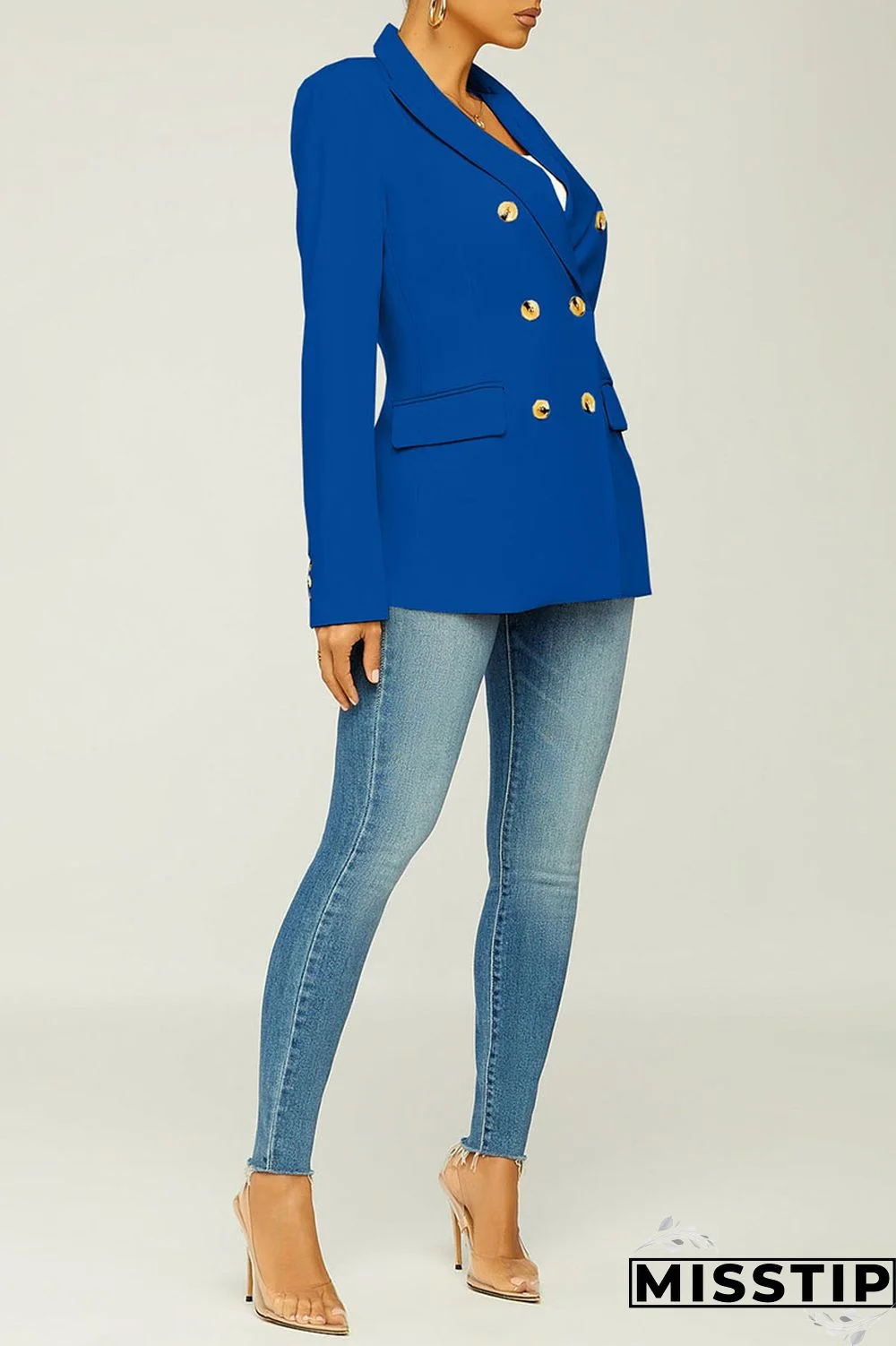 Black Casual Solid Patchwork Turn-back Collar Outerwear