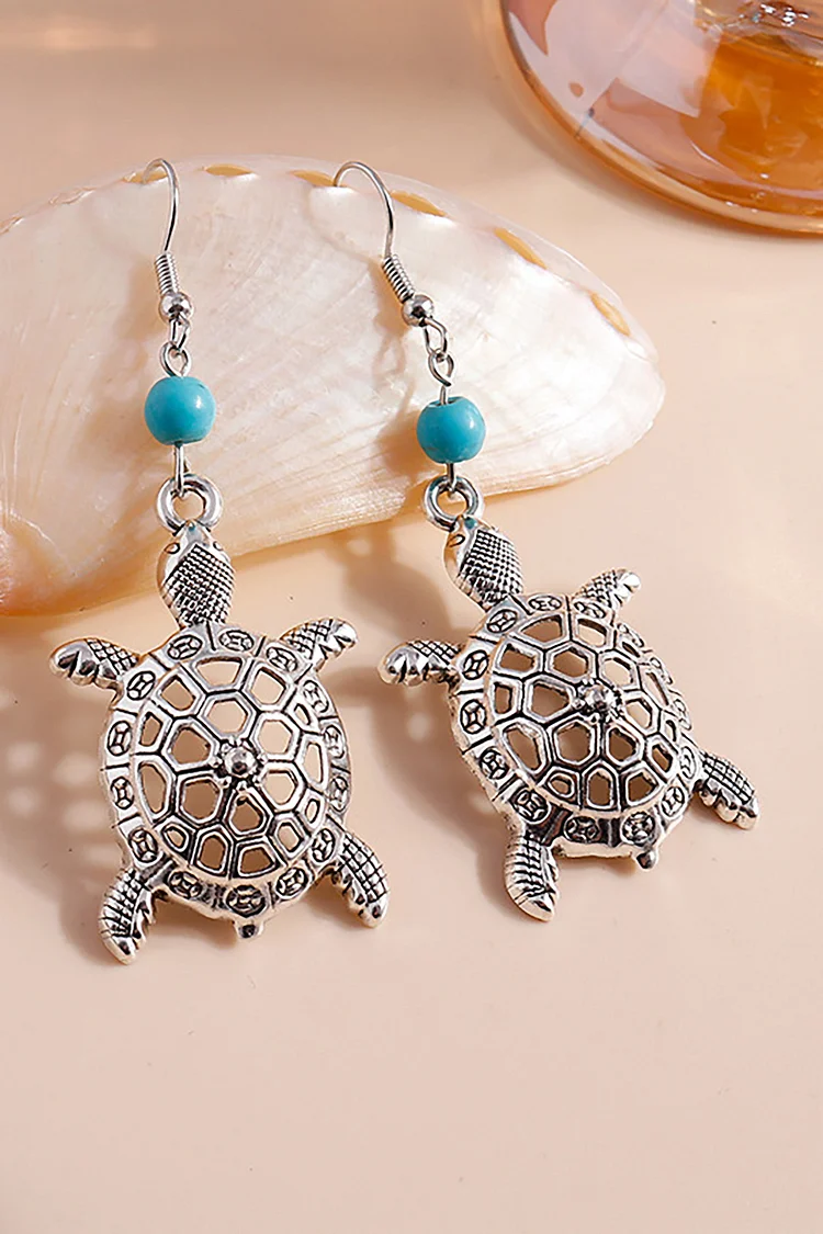 Hollow Turtle Retro Turtle Turquoise Earrings
