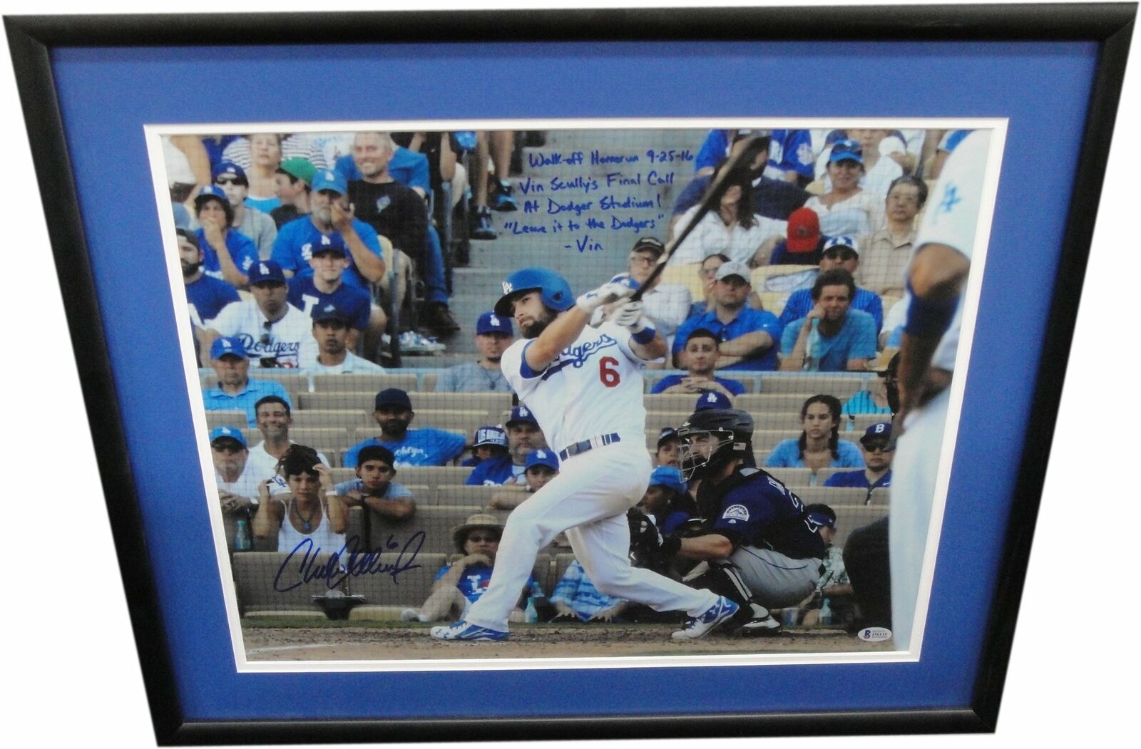 Charlie Culberson Auto 16X20 Photo Poster painting Dodgers Scully's Final Call Beckett Framed