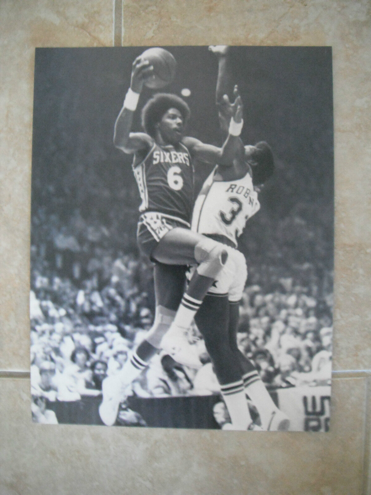 Julius Erving Dr J Basketball B&W 11x14 Promo Photo Poster painting #4