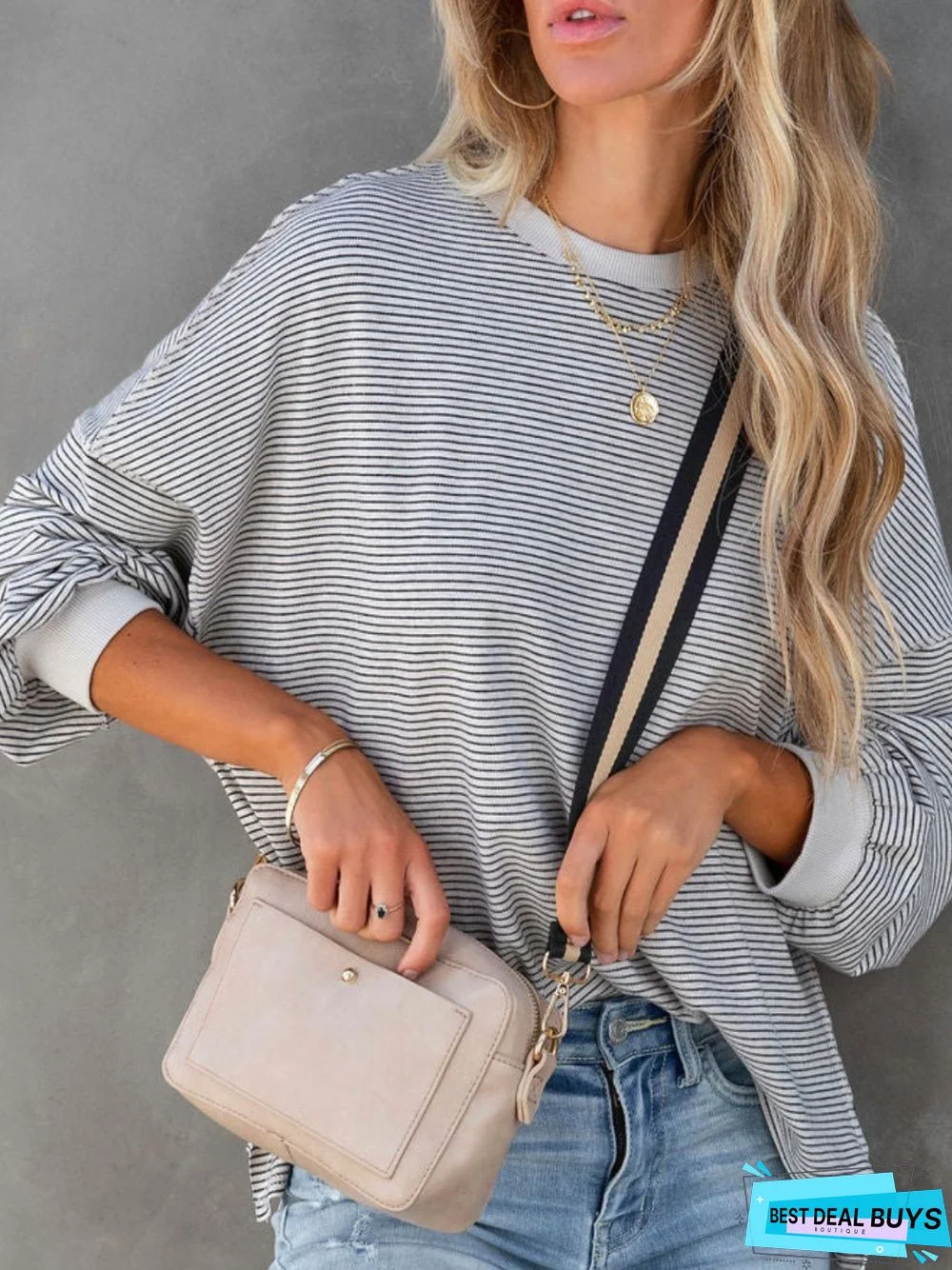 Women's Top Sweatshirt Striped Print Long Sleeve Crew Neck Streetwear Daily Weekend Fall Winter