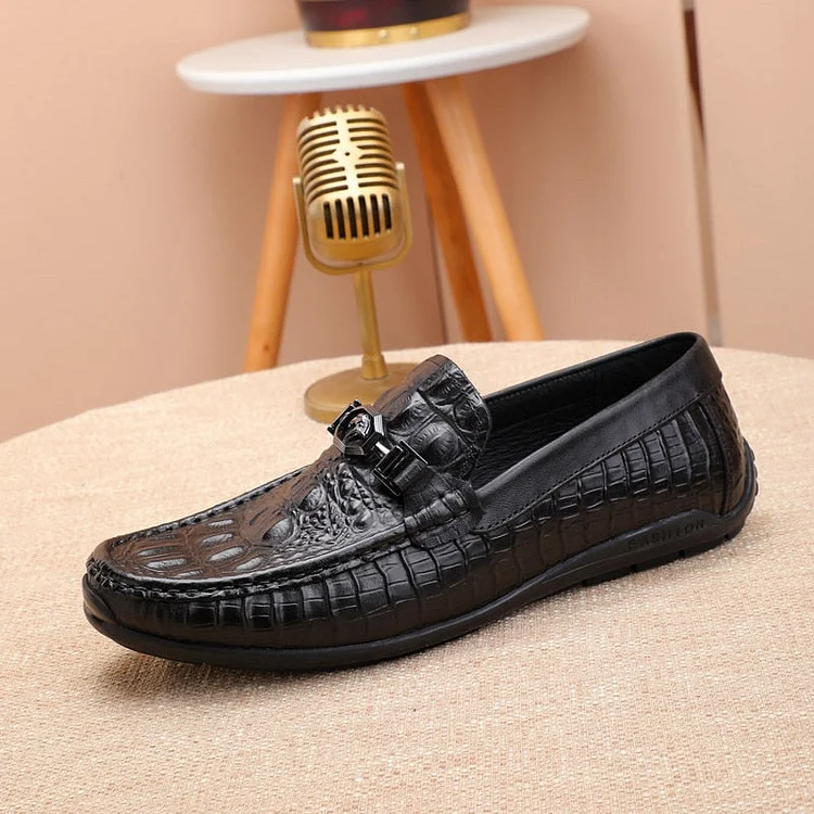 Crocodile Skin Loafer Shoes Men Genuine Leather Slip-on Moccasins Handmade Man Casual Shoes Drive Walk Luxury Leisure
