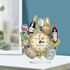 5D DIY Special Shape Diamond Painting Desk Ornament Handmade Clock Kit(Wine)