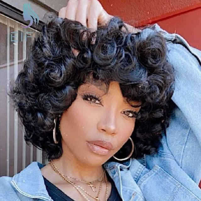 Short Wave Wigs Brazilian Curly Wigs For Black Women US Mall Lifes