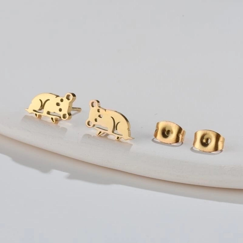 1 Pair Fashion Animal 304 Stainless Steel 18K Gold Plated Ear Studs