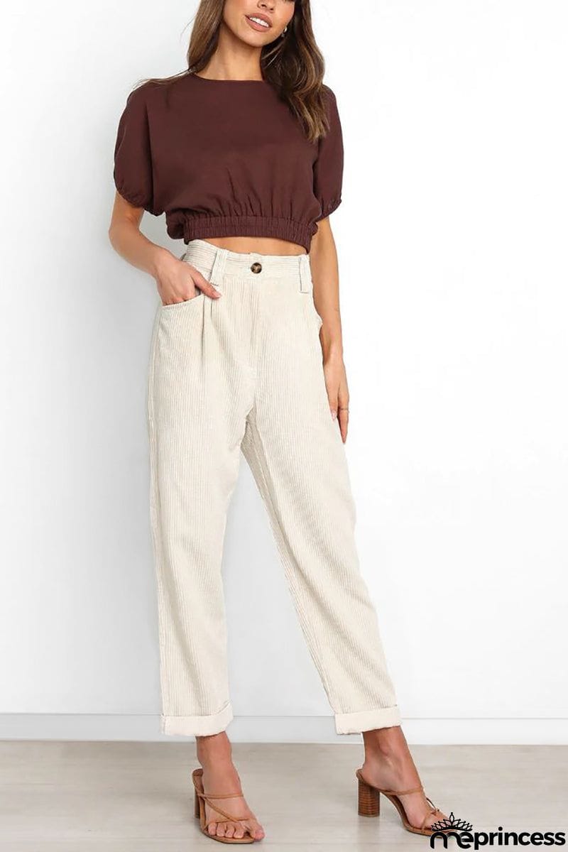 High Waisted Baggy Corduroy Pant