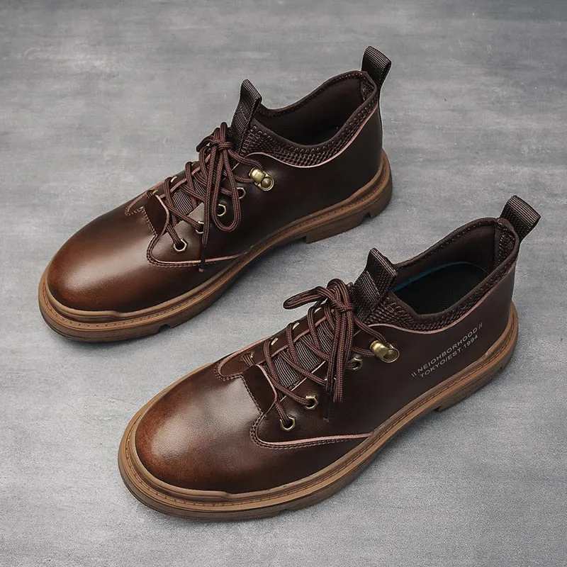 2021 New Design Mens Casual Shoes Classic Round Toe Leather Dress Shoes Men Lace Up Oxford Business Formal Shoes Man Working