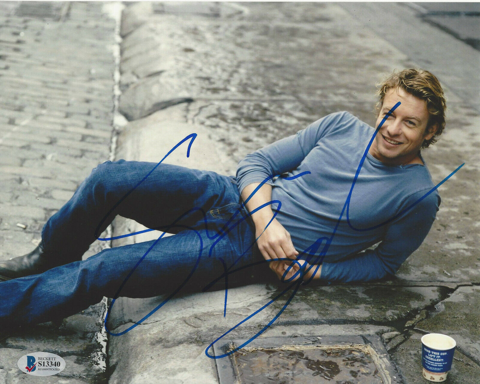 SIMON BAKER SIGNED AUTOGRAPH 'THE MENTALIST' 8x10 Photo Poster painting ACTOR BECKETT COA BAS