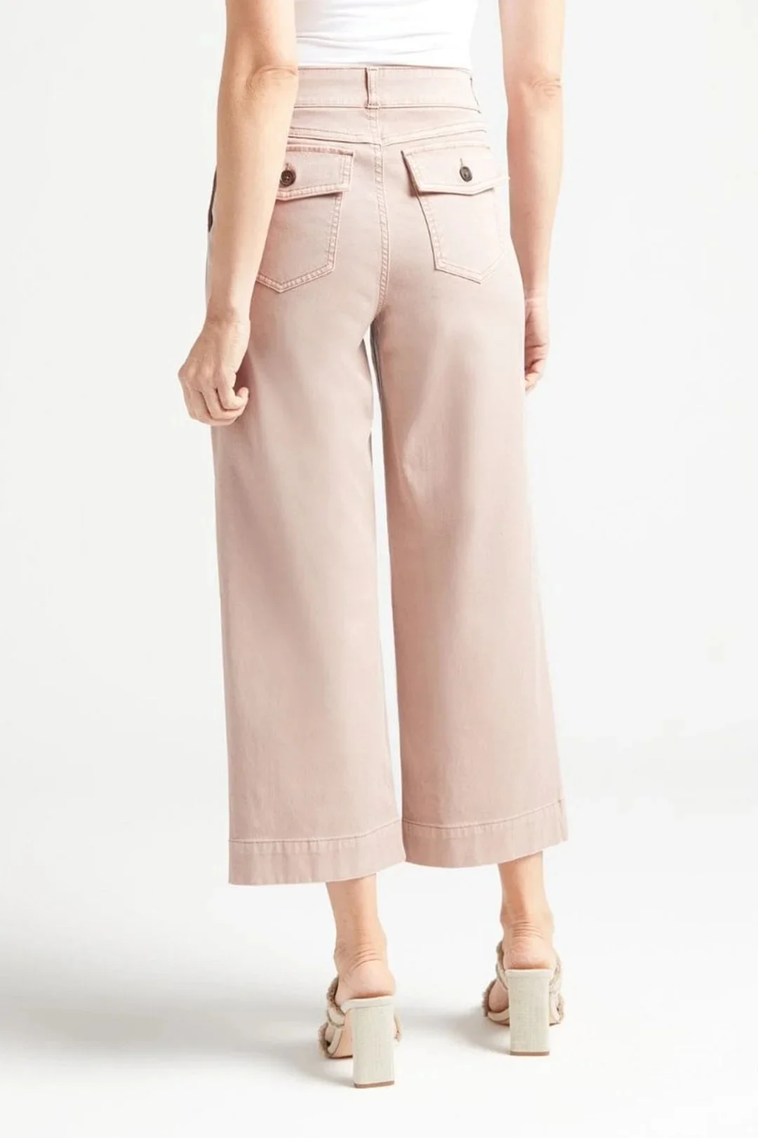 Stretch Twill Cropped Wide Leg Pants