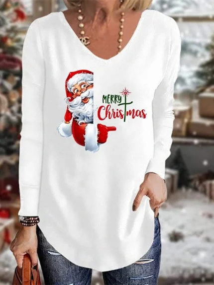 Women's Long Sleeve Scoop Neck Graphic Printed Tops