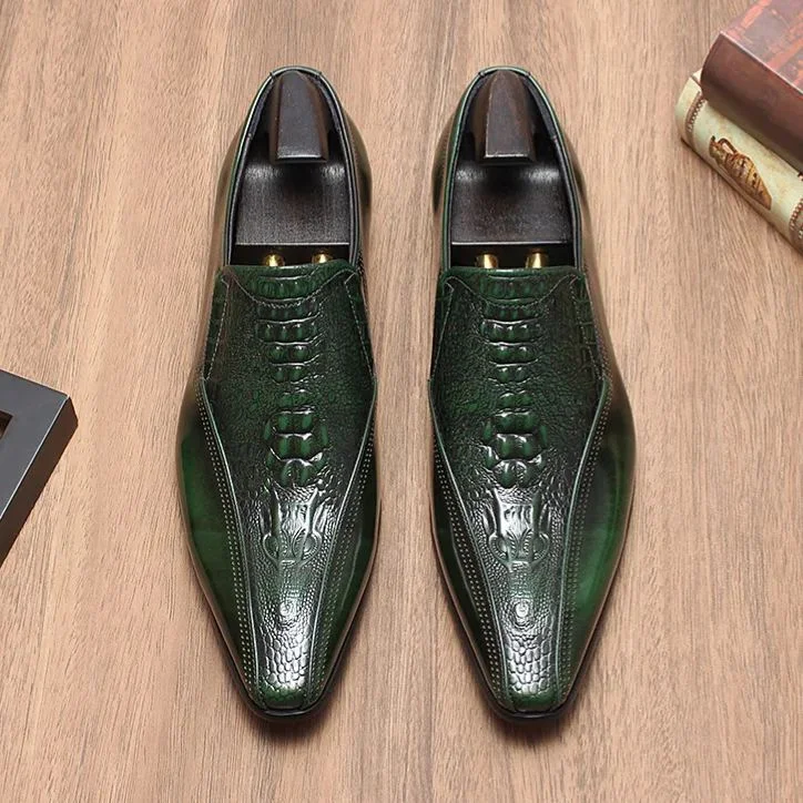 Men's Genuine Exotic Leather Embossed Casual Shoes