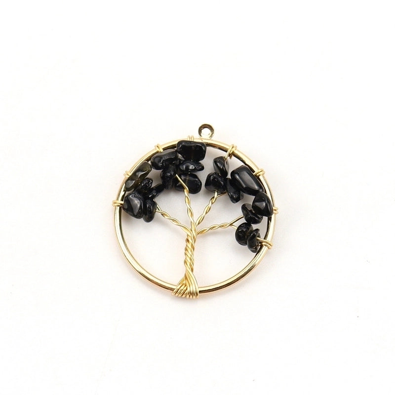 Minimalist Lucky Tree Natural Stone Agate Pendants