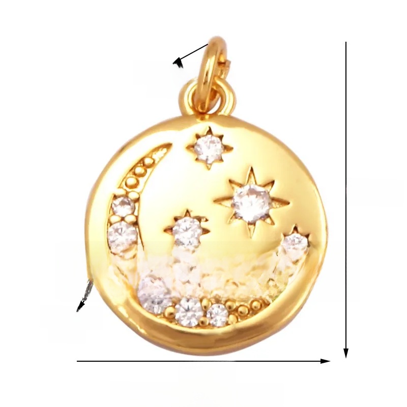 1 Piece 12 * 23mm 15*15mm 5*12mm Hole 5~5.9mm Half 925 Silver Zircon Sun Moon Pendant Jewelry Accessories