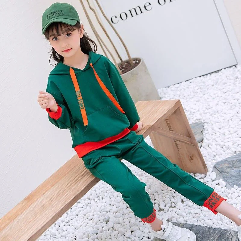 2021 New Autumn Spring Girls Clothing Suits Winter Coat Kids Colored Dots Cotton Sweatshirt Tracksuit Sport Suits Outwear
