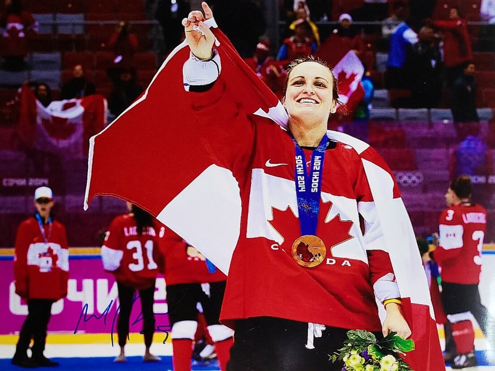 Marie Philip Poulin Hand Signed Autograph 8x10 Photo Poster painting Women's Hockey Team Canada