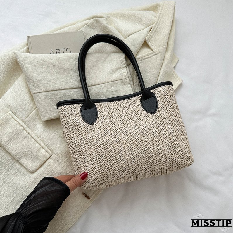 Women Summer Woven Shoulder Tote Bag Tote Bag