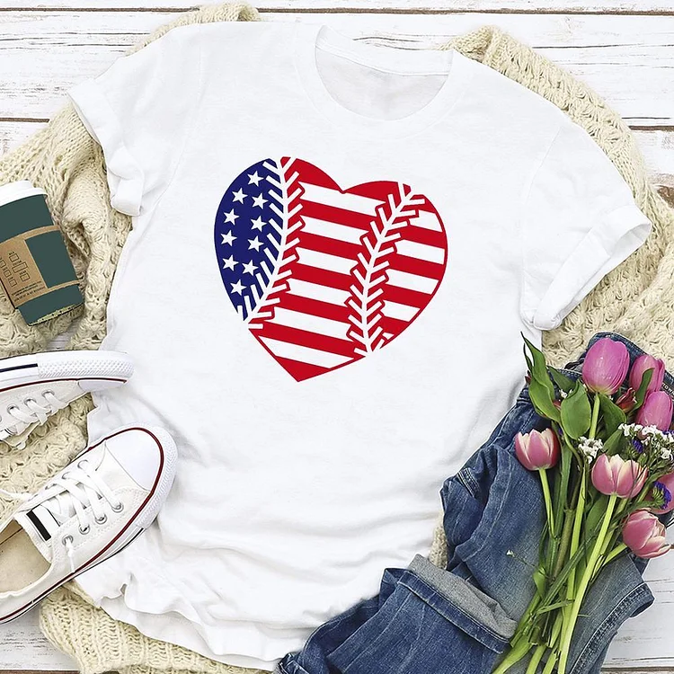 American Flag MLB Heart ❤️ T-Shirt